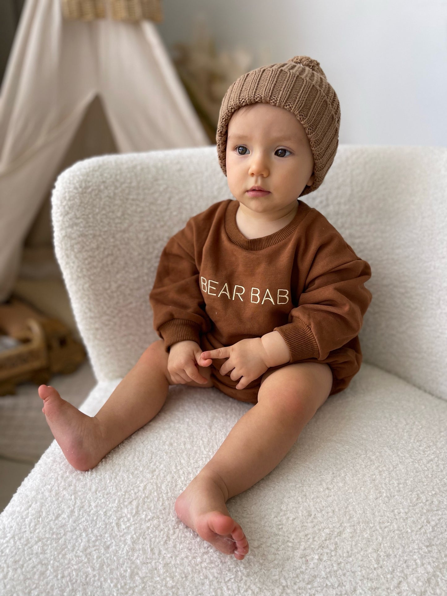 Bear Baby Romper - Chocolate