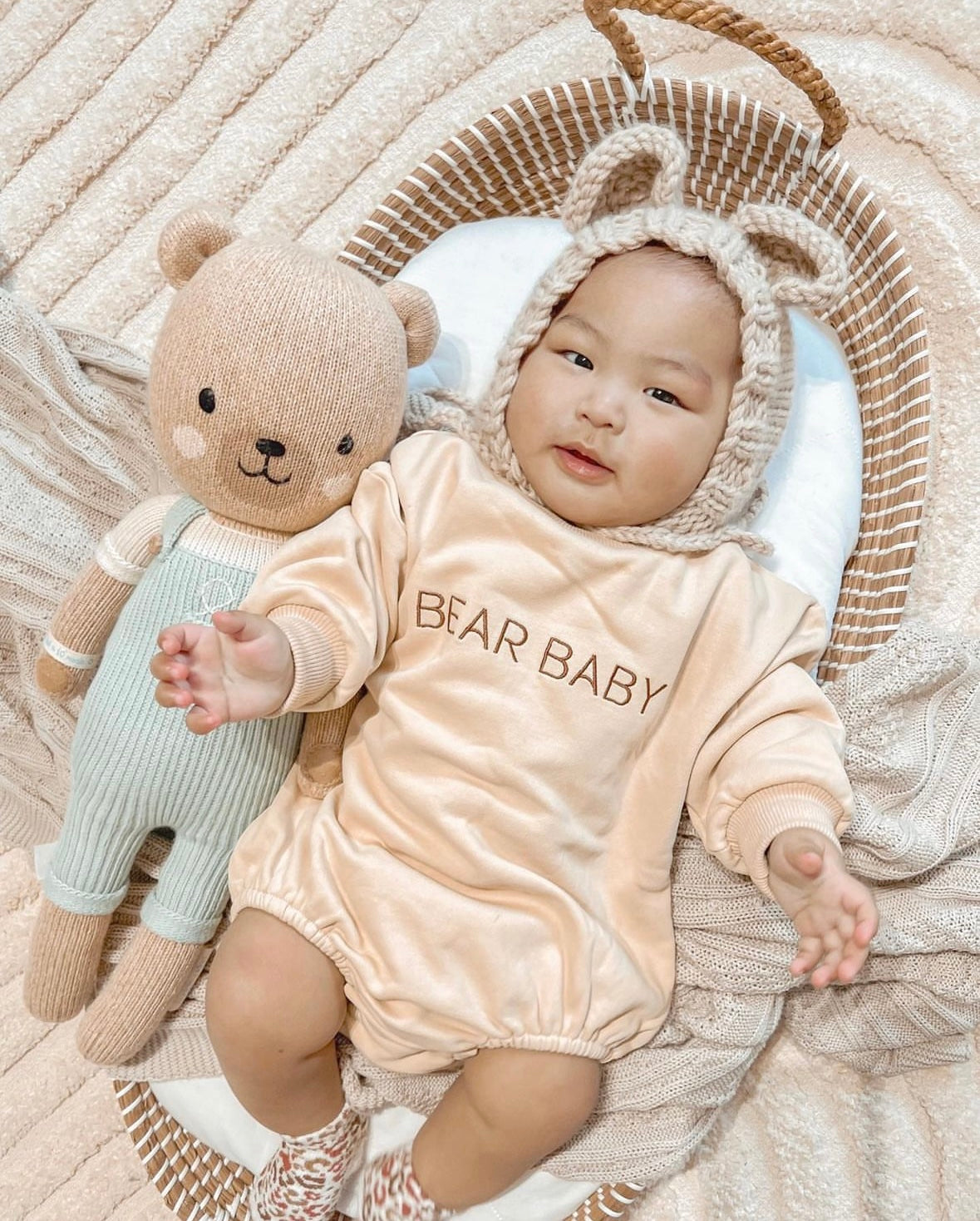 Bear Baby Romper - Beige