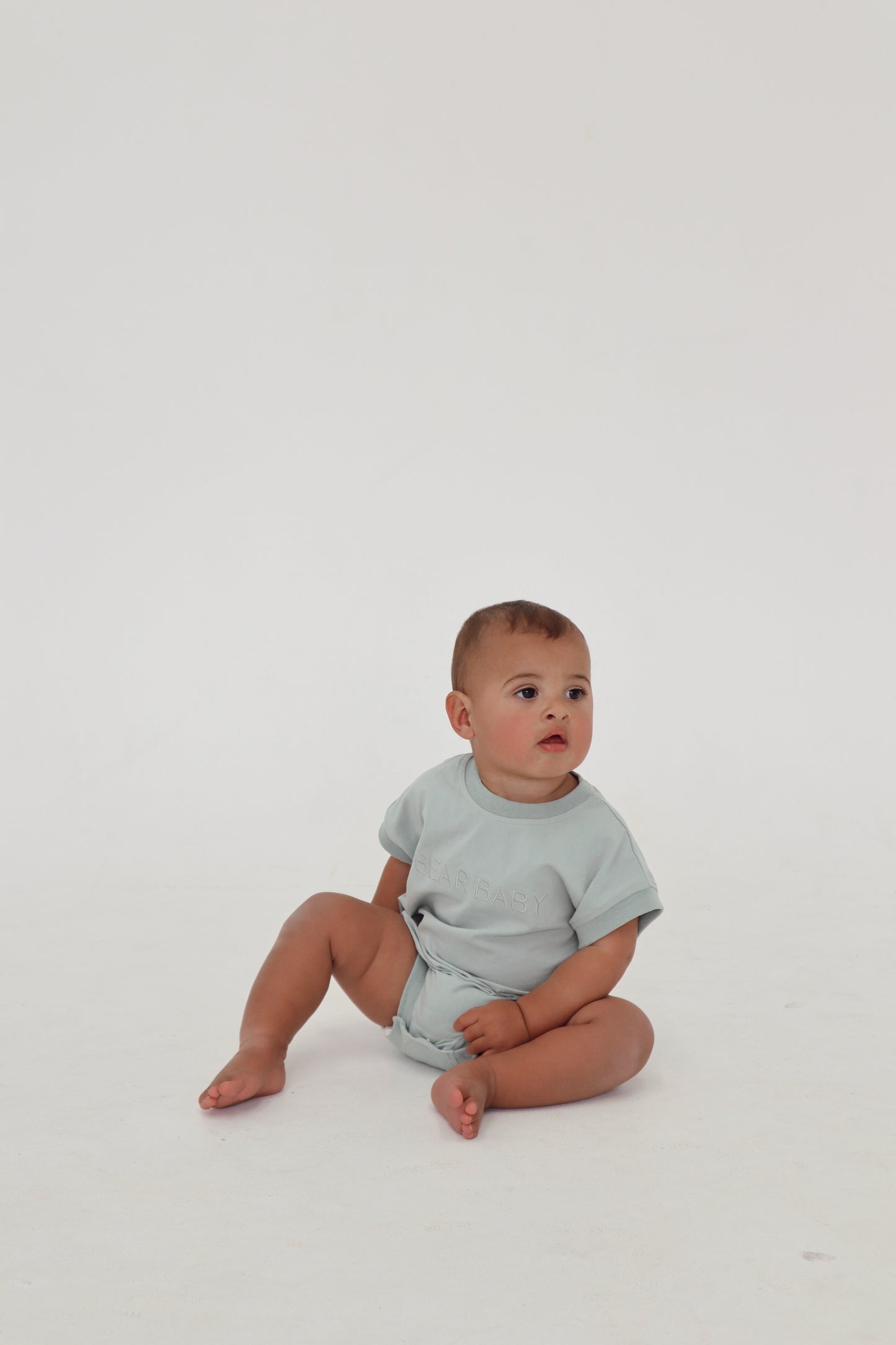 Bear Baby T Shirt Romper - Sage